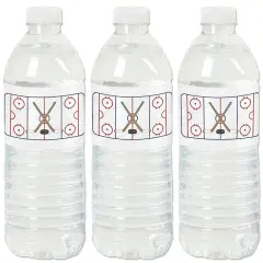 Big Dot of Happiness Shoots and Scores - Hockey - Baby Shower or Birthday Party Water Bottle Sticker Labels - Set of 20