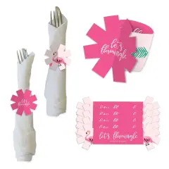 Big Dot of Happiness Pink Flamingo - Party Like a Pineapple - Tropical Summer Party Paper Napkin Holder - Napkin Rings - Set of 24