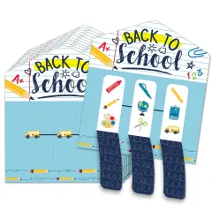 Big Dot of Happiness Back to School - First Day of School Classroom Game Pickle Cards - Pull Tabs 3-in-a-Row - Set of 12
