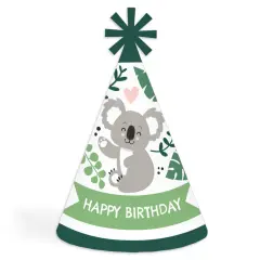 Big Dot of Happiness Koala Cutie - Cone Happy Birthday Party Hats for Kids and Adults - Set of 8 (Standard Size)