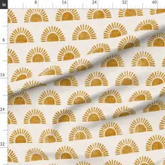 Various Fabrics by the Yard or Fat Quarter Boho Block Print Sun Sunshine In Golden Orange Custom Printed Fabric by Spoonflower