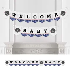 Big Dot of Happiness Shoots and Scores - Hockey - Baby Shower Bunting Banner - Sports Party Decorations - Welcome Baby