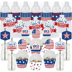 Big Dot of Happiness Stars & Stripes - Patriotic Party Favors and Cupcake Kit - Fabulous Favor Party Pack - 100 Pieces