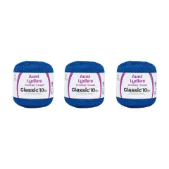 Aunt Lydia Classic Dark Royal Crochet - 3 Pack of 350y/320m - Cotton - Gauge 10 - Crochet