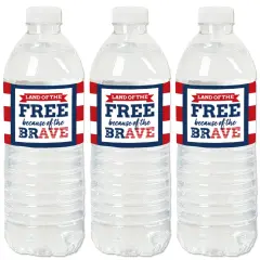Big Dot of Happiness Happy Veterans Day - Patriotic Water Bottle Sticker Labels - Set of 20