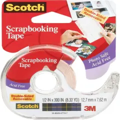 Scotch Scrapbooking Tape Double-Sided Removable-.5"X300"