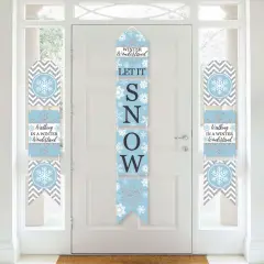 Big Dot of Happiness Winter Wonderland - Hanging Vertical Paper Door Banners - Snowflake Holiday Party & Winter Wedding Wall Kit - Indoor Door Decor