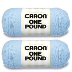 Caron One Pound Sky Blue Yarn - 2 Pack of 454g/16oz - Acrylic - 4 Medium (Worsted) - 812 Yards - Knitting/Crochet