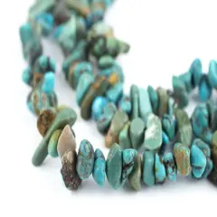 The Bead Chest Earthy Turquoise Chip Beads 34 Inch Strand 8mm Green Chips Gemstone 32-34 Inch Strand
