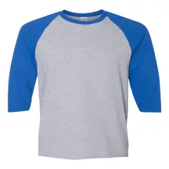 Gildan&reg; Heavy Cotton Raglan Crewneck Three-Quarter Sleeve T-Shirt Sport grey/ royal