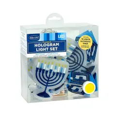 Rite Lite 10-Count Blue and White Battery Operated Hologram Hanukkah Light Set, 6ft White Wire
