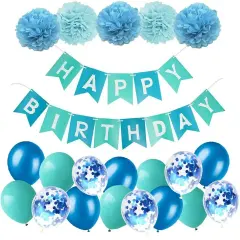 Hot Happy Birthday Decoration Multiple Color Banner Balloons Set Party Supplies Paper blue