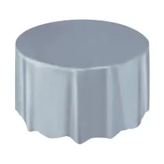 Silver Round Table Cover, 84", 1ct
