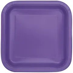 Neon Purple Square 7" Dessert Plates, 16ct