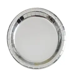 Silver Foil Round 7" Dessert Plates, 8ct