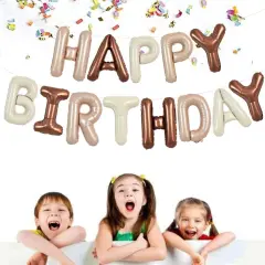 Colorful Celebrations: 16-Inch Mylar Foil Happy Birthday Balloons Banner - Eco-Friendly Decor for All Ages! Caramel cream choco