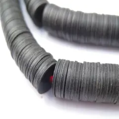 The Bead Chest African Vinyl Beads, Ghana Vulcanite Crafts Supplies for DIY Jewelry Making, Necklaces, Bracelets (8mm, Black)