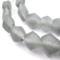 The Bead Chest Charcoal Hexagon Java Recycled Glass Beads - Full Strand of Faceted Bottle Glass Beads | Approximately 25 Beads