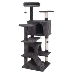 Deep Grey 53" Cat Tree Tower Activity Bed Playing House Condo Home