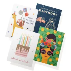 Twigs Paper Birthday Card Assortment - 12 Set Variety Designs Birthday Cards with Envelopes, Happy Birthday Greeting Cards, Blank Space Note Card for Gift Greetings, Made in USA - 5.5 x 4.25 Inch Size