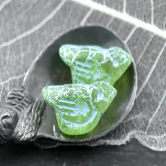 *6* 11x22mm Turquoise Washed Matte Green Apple Bird Beads