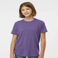 Tultex&reg; Crewneck Short Sleeve Youth Poly-Rich T-Shirt Heather purple