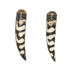 The Bead Chest Traditional Batik Bone Tooth Pendant (Set of 2)