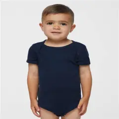 Rabbit Skins&reg; Infant Baby Rib Short Sleeve Bodysuit Navy