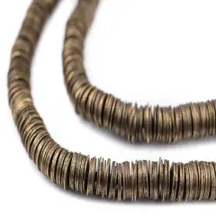 The Bead Chest Brass Flat Disk Heishi Beads (6mm), 16" Strand, Handmade for Jewelry Making & Crafts | Approximately 825 Beads
