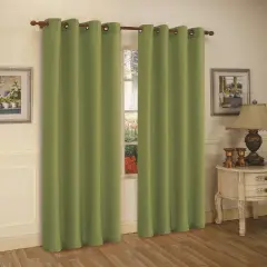 J&V TEXTILES 2 Panels Solid Grommet Faux Silk Window Curtain Drapes Treatment in 84" Length Green