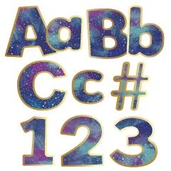 Carson Dellosa 219-Piece Galaxy Cutout Letters, 4" Marble and Gold Dot Upper and Lowercase Alphabet, Numbers, Punctuation, and Symbols for Bulletin Board, Posterboard, Party, and Classroom Decor