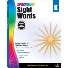 Spectrum Sight Words Kindergarten Workbooks, Phonics Book With Reading and Writing Practice, Vocabulary, Sentence Strips, and Flash Cards, Language Arts Classroom or Homeschool Curriculum
