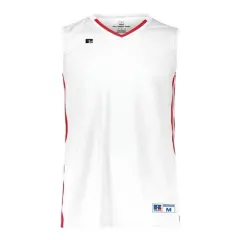 Russell Athletic&reg; Legacy V-Neck Basketball Jersey White/ true red