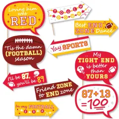 Big Dot of Happiness Funny In My Football Era - Red and Gold Sports Party Photo Booth Props Kit - 10 Piece
