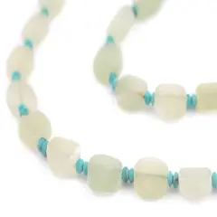 The Bead Chest Green Aqua Flat Circular Serpentine Beads 8mm Afghanistan Gemstone 17 Inch Strand