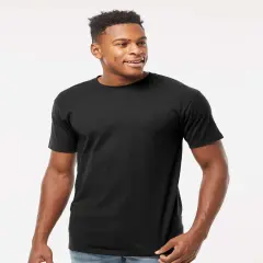 Tultex&reg; Heavyweight Jersey Pocket Crewneck Short Sleeve T-Shirt Black