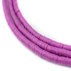 The Bead Chest Magenta Vinyl Phono Record Beads 3mm Ghana African Purple Disk 35 Inch Strand Handmade