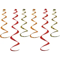 Green Orange Red School Colors Twirly Whirlies Hangers Party Decoration 6 Pack