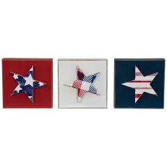 Northlight Stars and Stripes Americana Wooden Plaques - 4.25" - Red, White and Blue - Set of 3