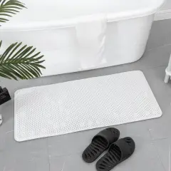 36 in. x 17 in. Non Skid Double Foam Bath Mat With 58 Suction Cups - 3 Colors White