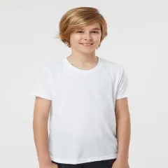 Tultex&reg; Crewneck Short Sleeve Youth Poly-Rich T-Shirt White