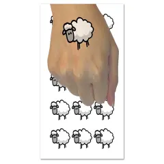 Sheep Doodle Temporary Tattoo Water Resistant Fake Body Art Set Collection (1 Sheet)