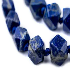 The Bead Chest Cornerless Cube Lapis Lazuli Beads 9-14mm Afghanistan Blue Faceted Gemstone Large Hole 18 Inch Strand