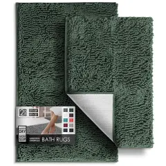 Hearth & Harbor Chenille Bath Mat Hunter Green