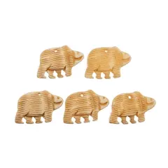 John Bead 1.25" Walking Bear Natural Bone Pendants Beige