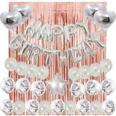 Hot Happy Birthday Decoration Multiple Color Banner Balloons Set Party Supplies Foil tinsel silver