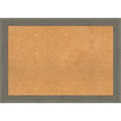 Fencepost Narrow Wood Framed Corkboard, Natural Cork Fencepost Grey