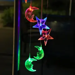 Kitcheniva Moon&Star Color Changing Solar Wind Chimes