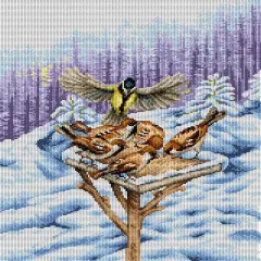 Winter Feeder 2284M Needlepoint canvas for halfstitch without yarn