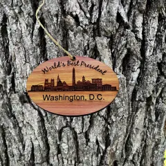 worlds Best President Washington DC- Cedar Ornament